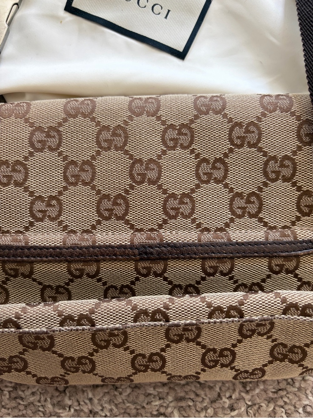 GUCCI - “AUTHENTIC” Brown & Beige GG Canvas Belt/Crossbody Bag - Picture 6 of 10